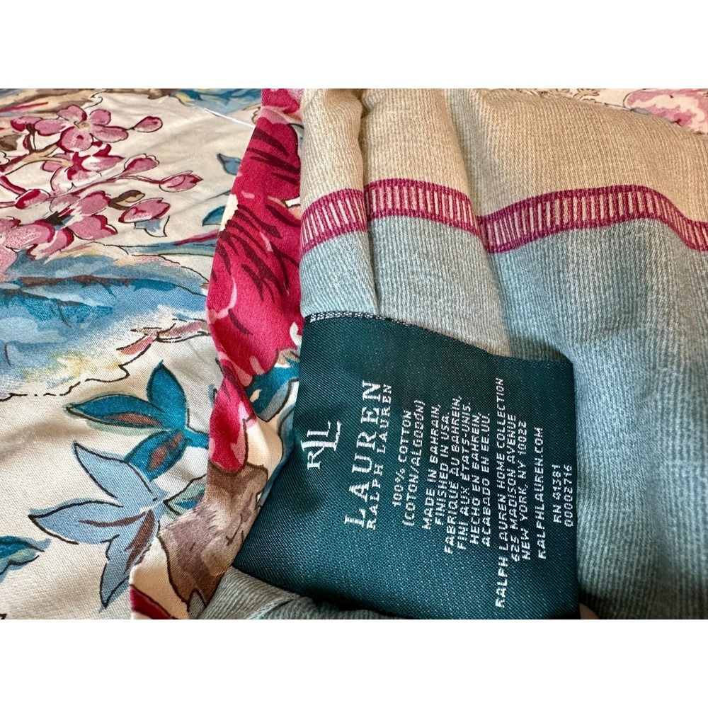 King Ralph Lauren Tangier Floral Comforter Reversible Stripe Jute Trim RL Lauren - Picture 6 of 8